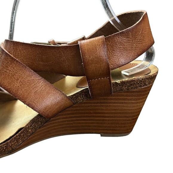 Crown Vintage Womens Stacked Wedge Strappy Sandals Brown Open Toe sz 9.5 - Picture 4 of 16